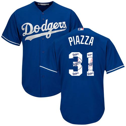 Dodgers #31 Mike Piazza Blue Team Logo Fashion Stitched MLB Jersey